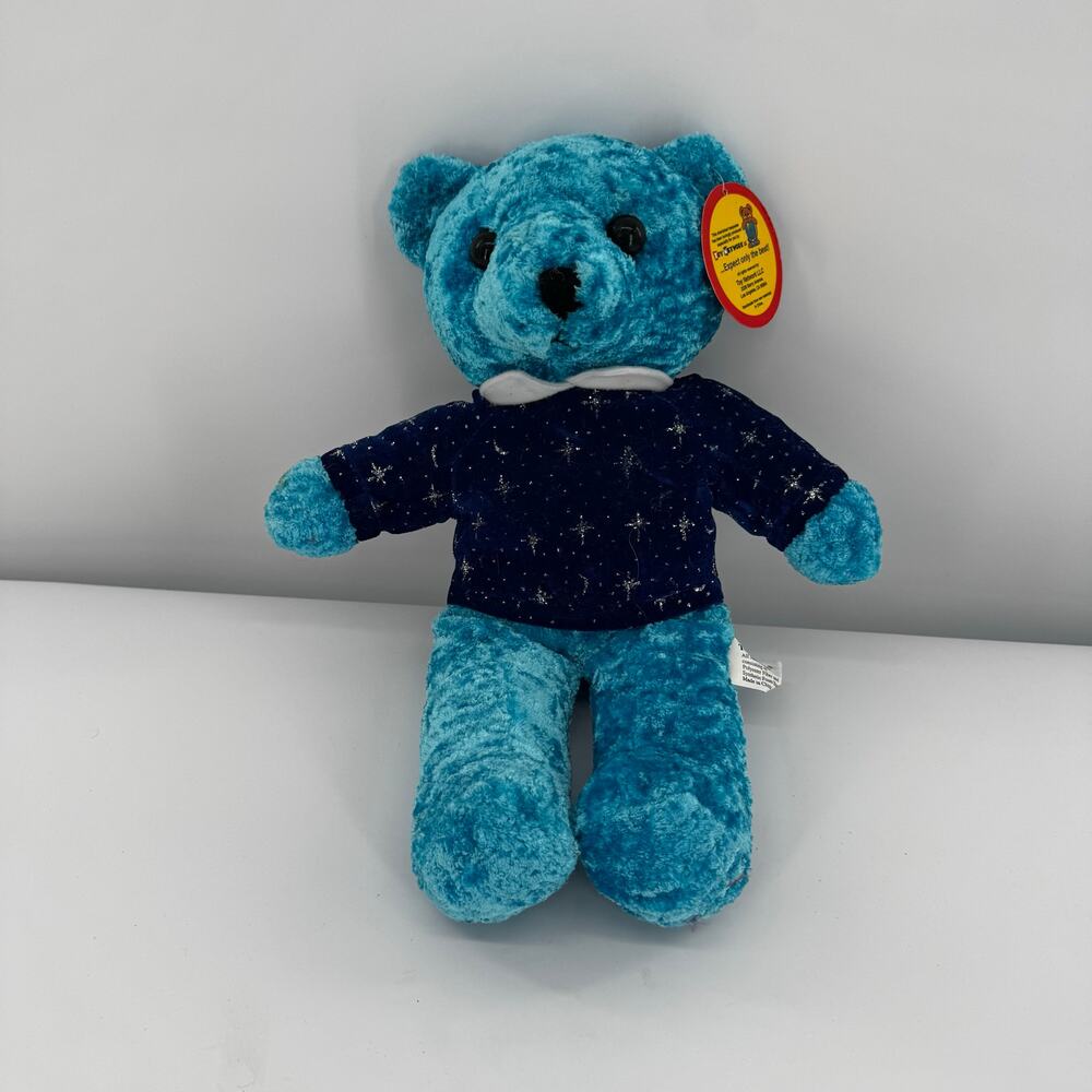 Vintage Toy Network‎ Blue Teddy Bear Plush Stuffed Animal 16" Star Shirt New